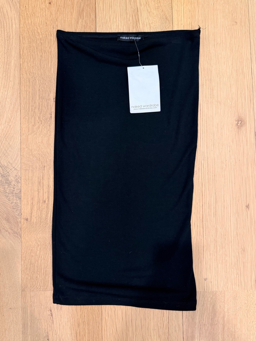 Naked Wardrobe Black Tube Midi Skirt Size Medium Stretch Bodycon NWT Made in USA